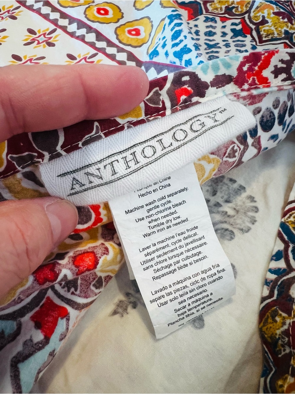 2  Anthropology Boho Pillow cover shams Gray Orange embroidered Cotton Standard - Picture 9 of 10